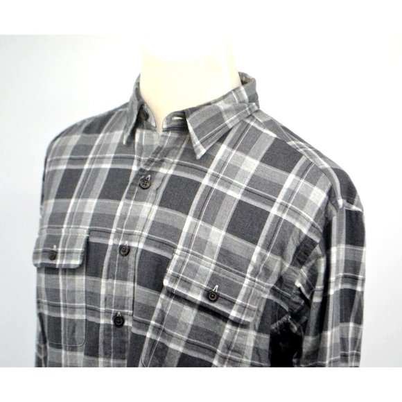 POLO RALPH LAUREN Men's Lightweight Flannel Shirt - Suede Elbow XL Gray Plaid - Picture 3 of 6